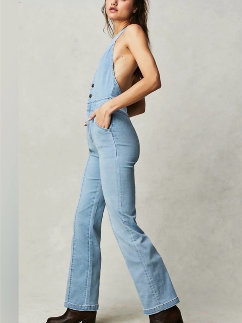 Free People Cruz Denim Jumpsuit - Picture 2 of 5